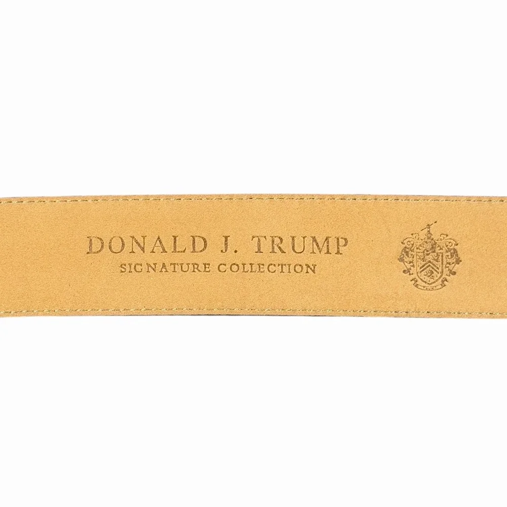 Donald J.Trump Signature Collection Mens Brown Leather Belt Brass Buckle Size 38